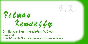 vilmos kendeffy business card